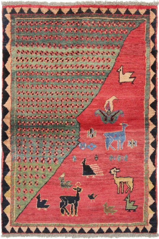 Original Persian carpet Gabbeh Ghashghai oriental carpet 150 cm x 102 cm old natural