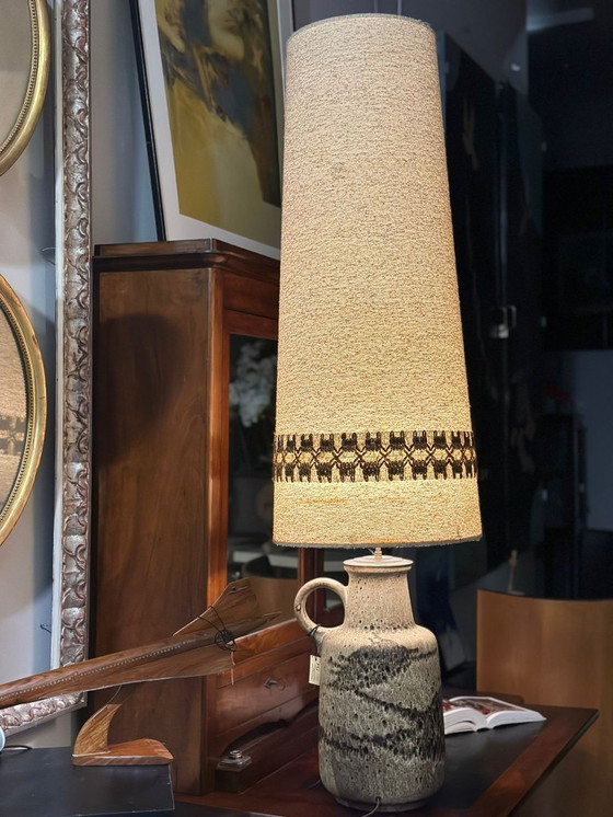 Image 1 of Lampe en céramique Fat Lava avec abat-jour original, Scheurich Keramik, 60's - Allemagne