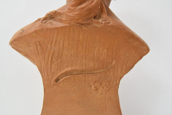 Image 1 of Gipsen buste uit de Belle Époque-periode door Jindřich Říha, jaren 1890.