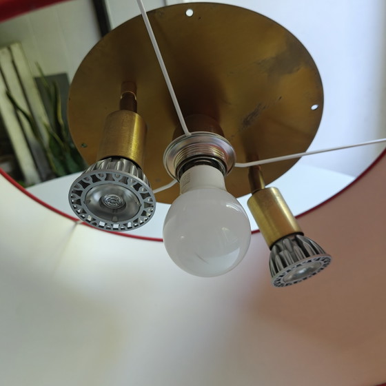 Image 1 of Lampada a sospensione Stéphane Davidts Ø40 cm – Paralume in tessuto rosso
