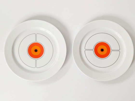Image 1 of Vintage Thomas Germany “Eclipse” Porcelain Coffee Set, 6 pieces, 1970s Retro Orange Graphic Design