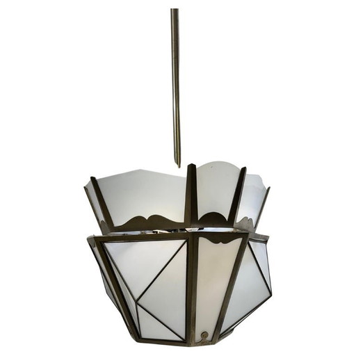 Linterna de acero niquelado y cristal opalino, 1930