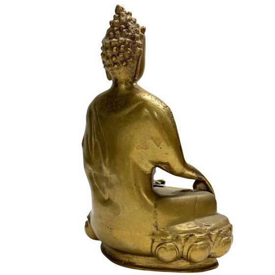 Vintage Bronze Shakyamuni Buddha Statue - 24.5 cm - Hand-engraved - 1970s – Sculpture (photo 4 of 10)