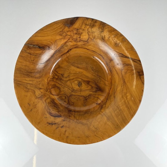 Tazza - Coupe À Fruit Sur Pied Monoxyle En Bois D'Olivier, 1950-60 – Bols, Wood, Vintage (photo 5 of 9)