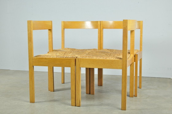 Image 1 of Vintage oak dining chairs with wicker seats, DUTCH DESIGN by Gerard Geytenbeek, 1960s