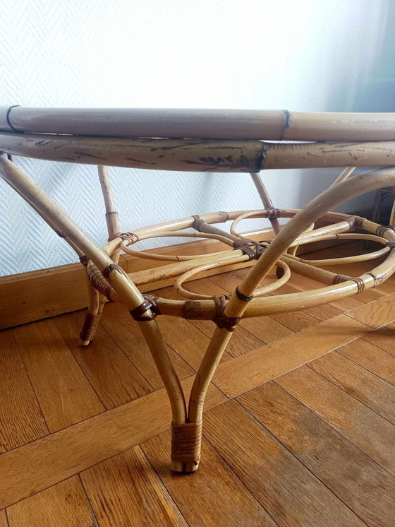 Image 1 of Vintage Wicker Coffee Table 1970