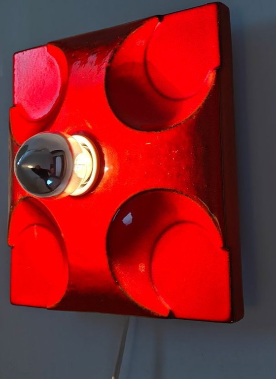 Image 1 of vintage ceramic wall lamp fat lava 1970s