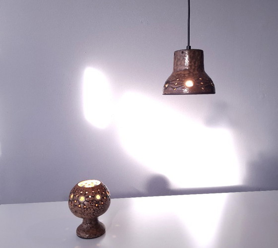 Image 1 of Hannie Mein vintage ceramic table lamp, earthenware mcm lamp, ceramic retro table lamp