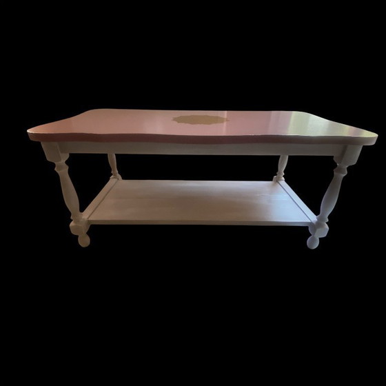 Image 1 of Vintage rustic pink and gold coffee table