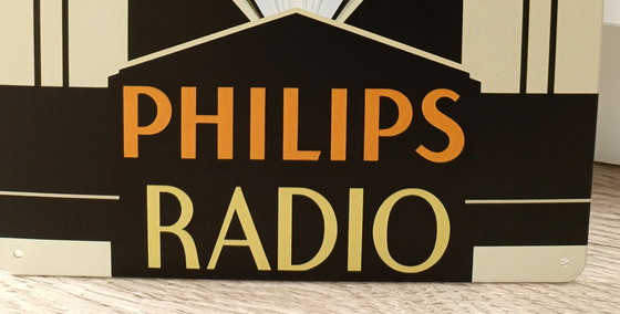 Image 1 of Insegna decorativa in metallo in stile Art Déco per radio Philips
