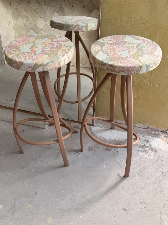 Magnifiques Tabourets de Bar Rétro 3 Pièces – Iron, Textile (photo 4 of 8)