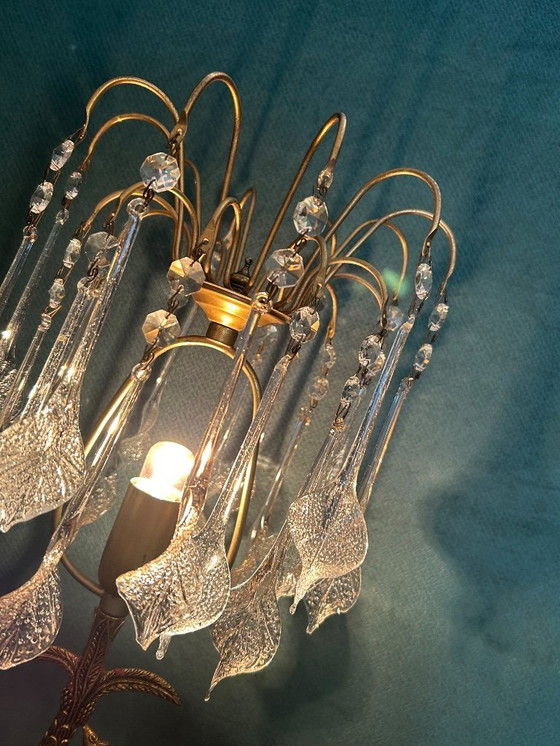 Image 1 of Vintage Crystal Table Lamp Giraffe With Palm Tree
