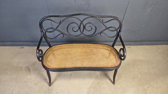 Image 1 of Jugendstil-Sofa Nr. 2 aus gebogenem Holz und Rohrgeflecht von den Gebrüdern Thonet, Österreich, 1900er Jahre