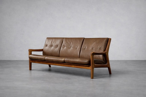 Vintage Mid-Century Danish Modern 3-Seater Brown Leather Sofa by Georg Thams from A/S Vejen Polstermøbelfabrik, 1960s