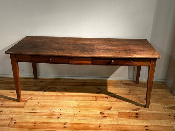 Image 1 of Antique oak country farmhouse table, 19th century