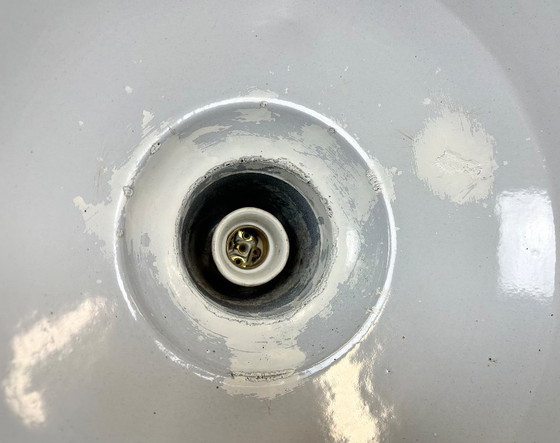 Image 1 of Industrial Black Enamel Factory Lamp with Cast Iron Top, 1960s