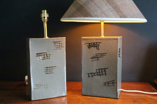 Paire asymétrique de lampes de table néo-brutalistes