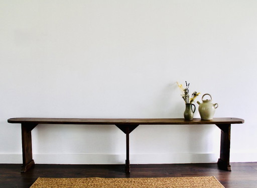 Antique farm bench in solid oak