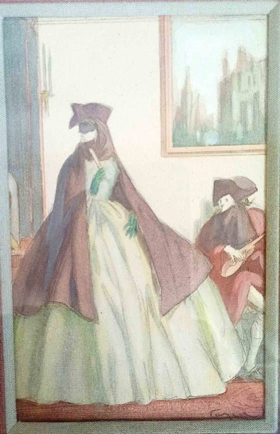 Coppia di acquerelli e gouache originali di Ferdinand Fargeot 1946 – Arte, Vetro, Carta (photo 5 of 5)