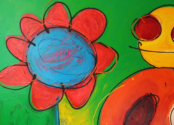 Image 1 of Paul Megens Large Painting "Does A Flower Have A Soul ?