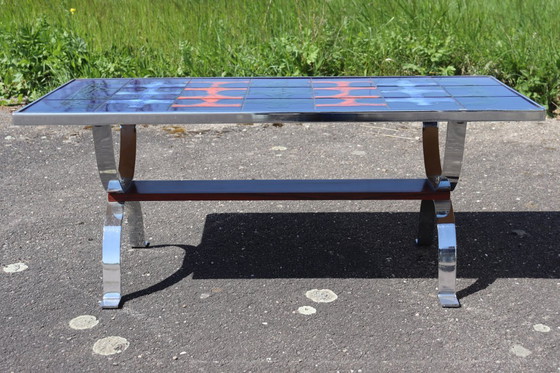 Image 1 of Vintage ceramic and steel coffee table