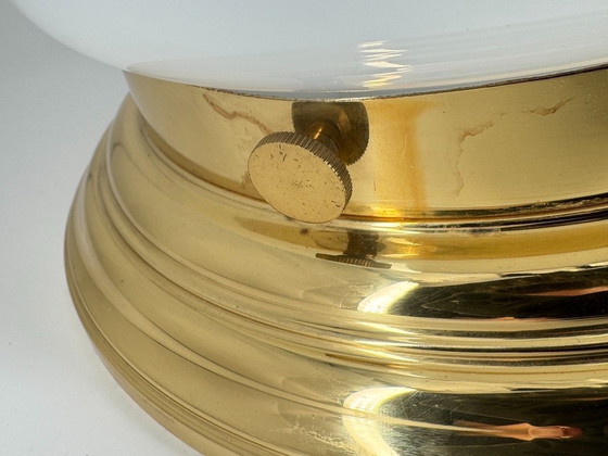 Vintage Ceiling Light - Art Déco / Mid Century Design - 2-bulb E14 - Bauhaus Style, Brass, Glass, Gold (photo 14 of 15)