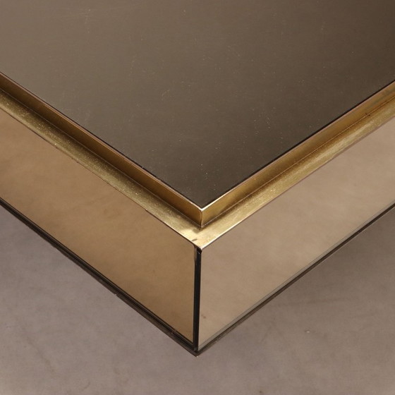 Image 1 of 1980s Smoked Glass and Brass Coffee Table