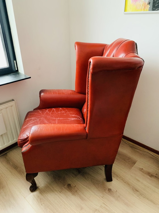 Image 1 of Prachtige Chesterfield stijl rode fauteuil 
