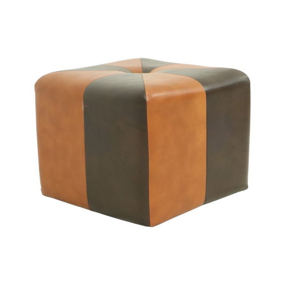 Image 1 of Sgabello quadrato Skai in ecopelle marrone cammello