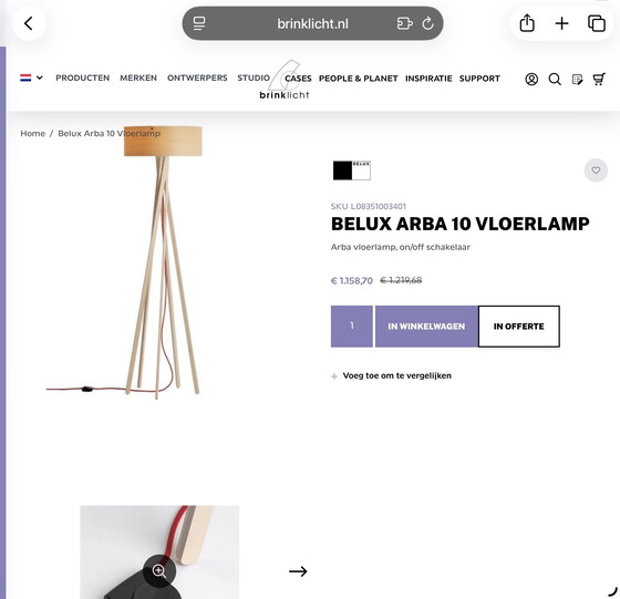 Image 1 of Belux ARBA 10/40 staande lamp
