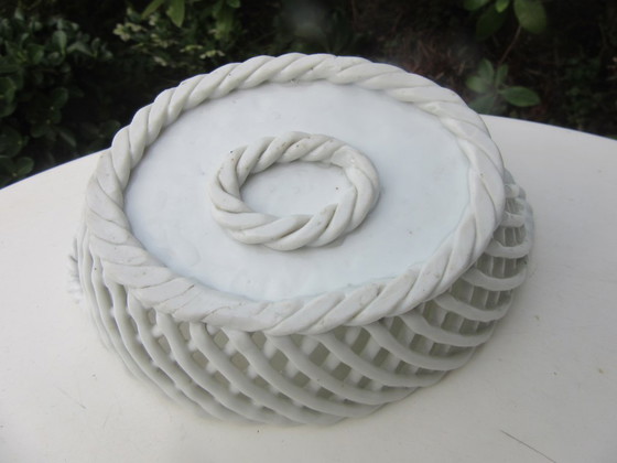 Image 1 of Antique Reticulated Openwok Serving Dish Tray with handles