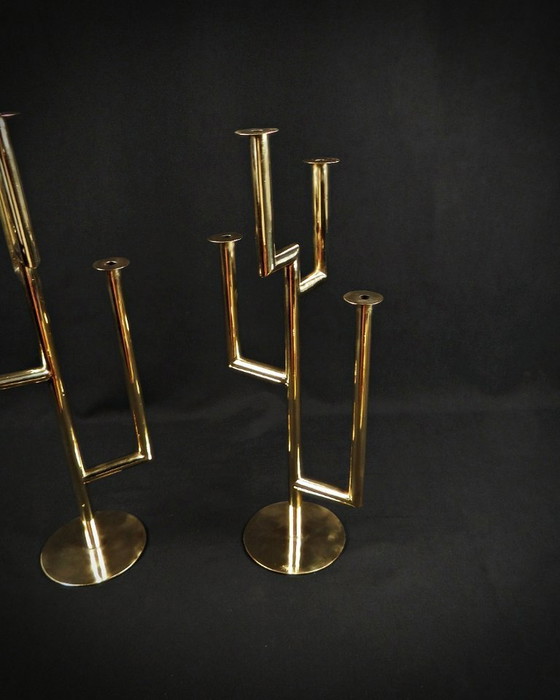 Image 1 of Paar Kandelaber Karl Hagenauer Wiener Werkstätte aus vergoldetem Messing 1930