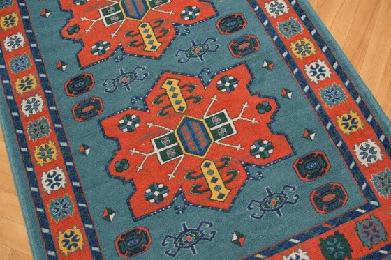 Image 1 of Vintage Spanish Wool Rug, Kazak Style Geometric Carpet (90 x 150 cm)
