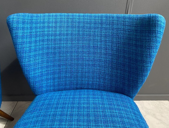 Image 1 of Set van 2 cocktailstoelen, blauw, jaren 60.