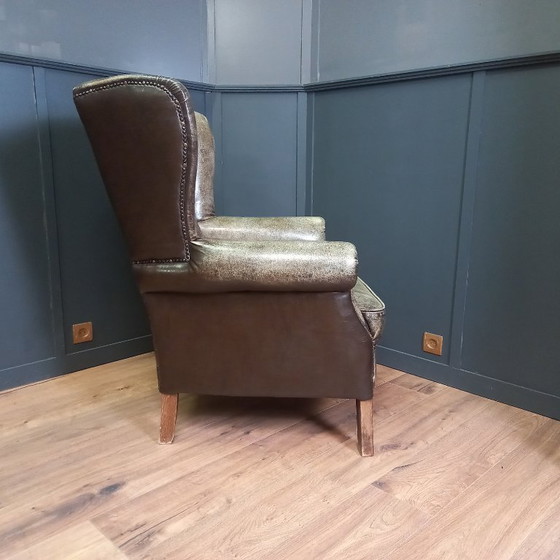 Image 1 of Fauteuil Chesterfield à oreilles vintage | Env. 1985-1990