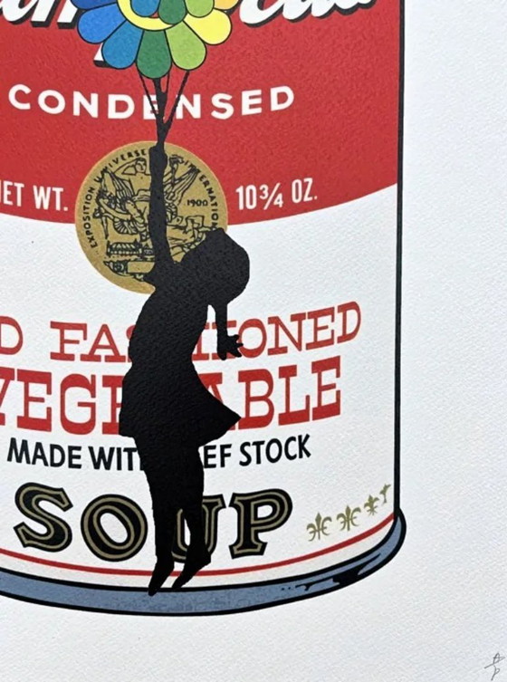 Image 1 of Death NYC - Banksy Flying Balloon Girl et Campbell Soup - Édition limitée avec certificat