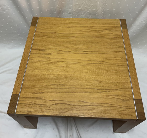 Image 1 of Juego de 2 mesas auxiliares PADUA de diseño de alta gama | Acento industrial | Roble macizo y metal