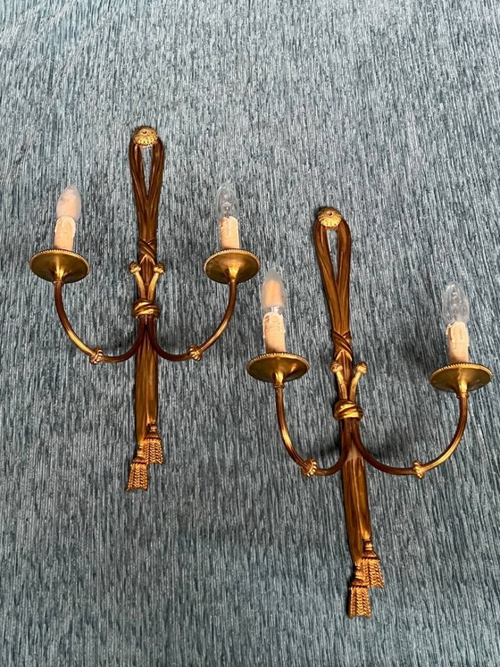 Paire d'appliques murales de style Louis XV. – Bronze (photo 5 of 5)