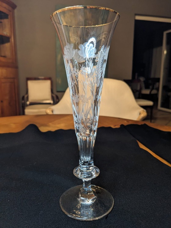 6x Fabergé Kristall Sektflöten – Gläser & Karaffe, Crystal (photo 5 of 5)