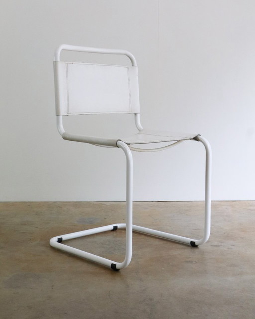 6 sedie con struttura tubolare in pelle vintage