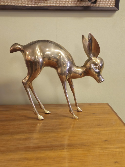Vintage Messing-Bambi-Hirschstatue Frankreich