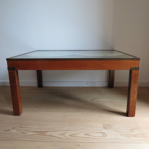 1970 Maison Jansen Campaign Style Coffee Table World Map