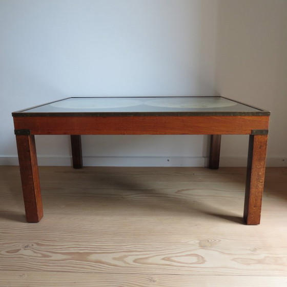 Image 1 of 1970er Maison Jansen Campaign Style Couchtisch Weltkarte