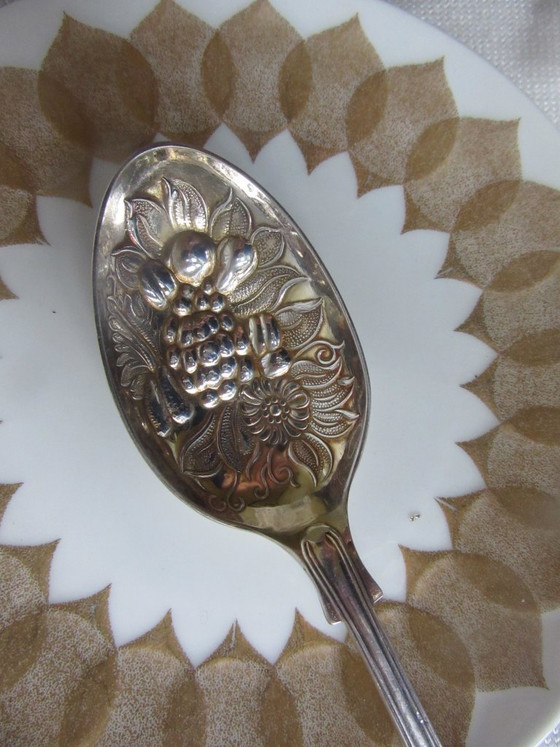 Image 1 of Berry Spoon EPNS A1 Sheffield England Silverplate Art Nouveau Style