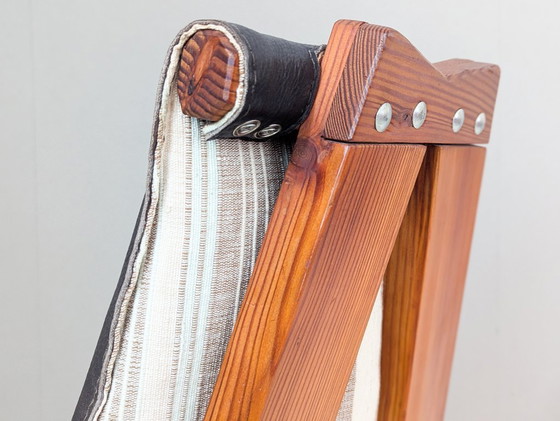 Image 1 of Sculptural Pine Lounge Chair with Table in the Style of Pierre Chapo, France, 1970s