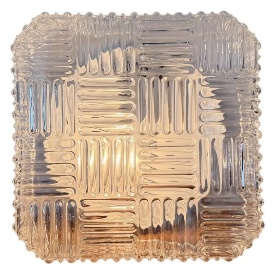 Vintage glazen wand- of plafondlamp uit de jaren 70. – Wandlampen, Glass, Metal (photo 2 of 16)
