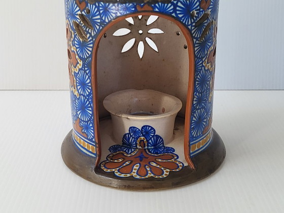 Image 1 of GOUDA NACHTLAMPJE KERAMISCHE ART DECO LANTAARN 1915 VINTAGE GERENOVEERD