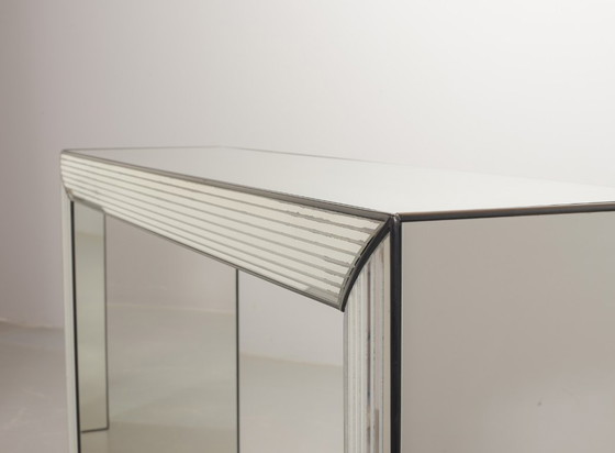 Image 1 of Very Exclusive Eyecatching Minimalistic Handcrafted Silver Mirror Console Table / Wall Art Object, 1980s.
