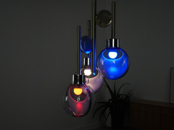 Image 1 of Lustre de style futuriste, verre de Murano, années 1970, fabriqué en Italie