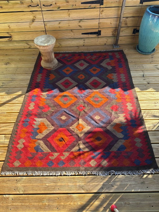 Multicolored handmade kilim rug. Turkey, 1970s